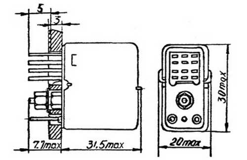 Габаритные размеры реле РЭС-22